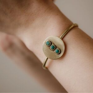 Gold Turquoise Star Adjustable Bangle Bracelet